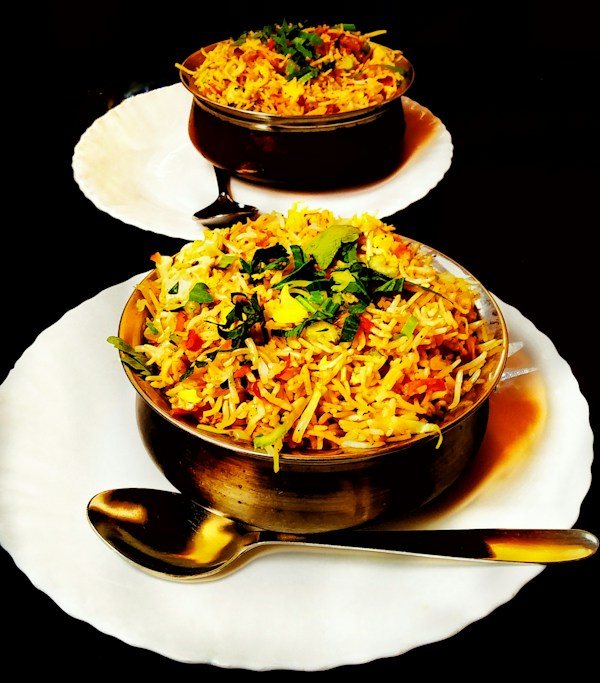 A fragrant rice dish with herbs and spices